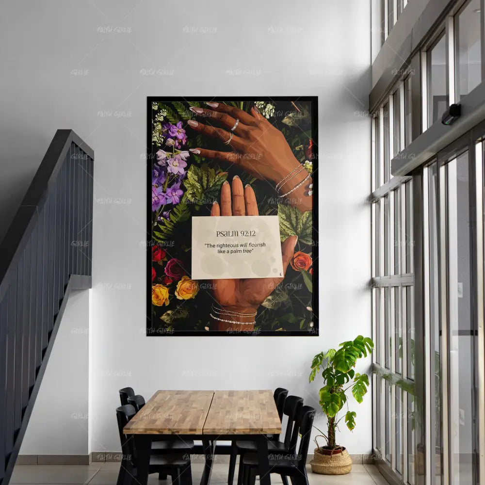 Psalm 92:12- Bible verse wall art and Christian wall art by Faith Girlie featuring faith-inspired designs, uplifting Scripture, and modern Christian home decor. Perfect for Christian living room decor, bedroom decor, office decor, prayer room decor, and meaningful Christian gifts for women and families.-Faith Girlie