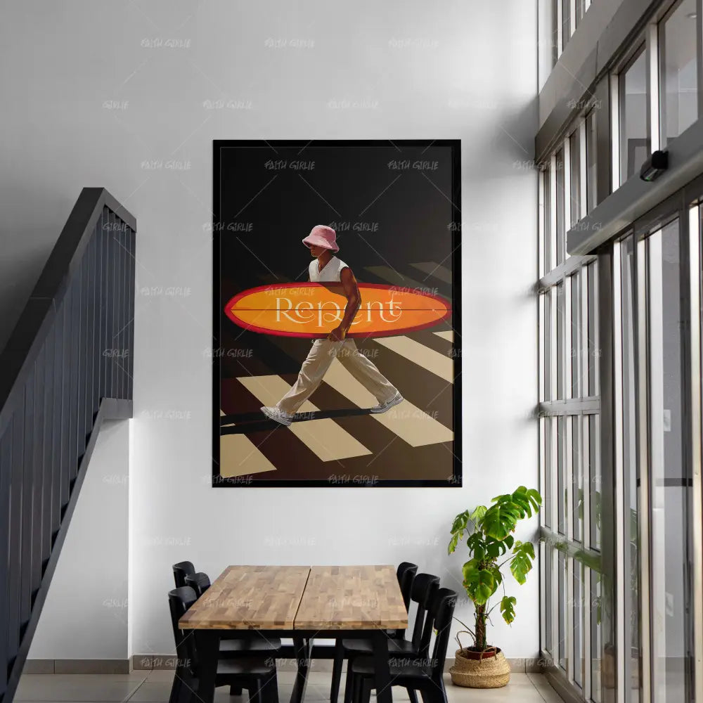 Repent-wall art print featuring decorative artistic design suitable for living rooms, offices, and schools by Faith Girlie. Elevate your space with faith-inspired wall art designed to bring peace, purpose, and beauty into your home. At Faith Girlie, each piece is thoughtfully created to inspire reflection, strengthen faith, and celebrate a life grounded in God’s word.