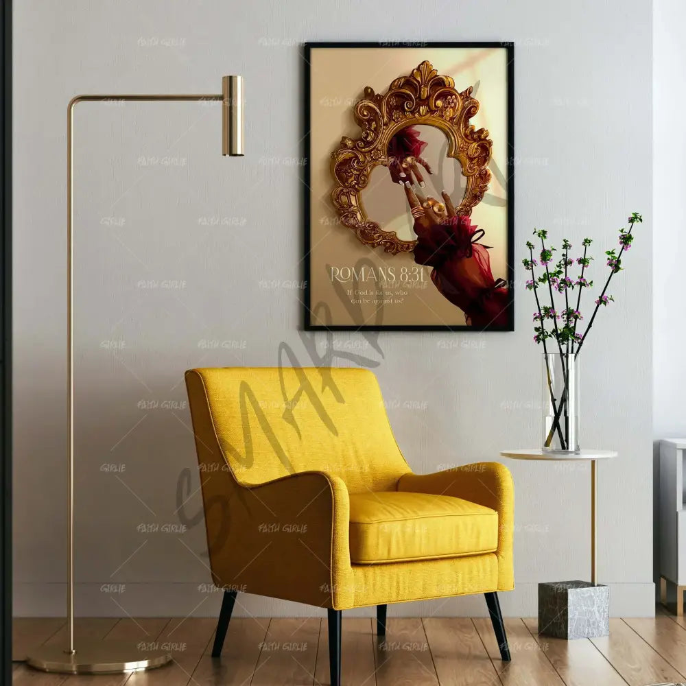 Romans 8:31- Bible verse wall art and Christian wall art by Faith Girlie featuring faith-inspired designs, uplifting Scripture, and modern Christian home decor. Perfect for Christian living room decor, bedroom decor, office decor, prayer room decor, and meaningful Christian gifts for women and families.-Faith Girlie