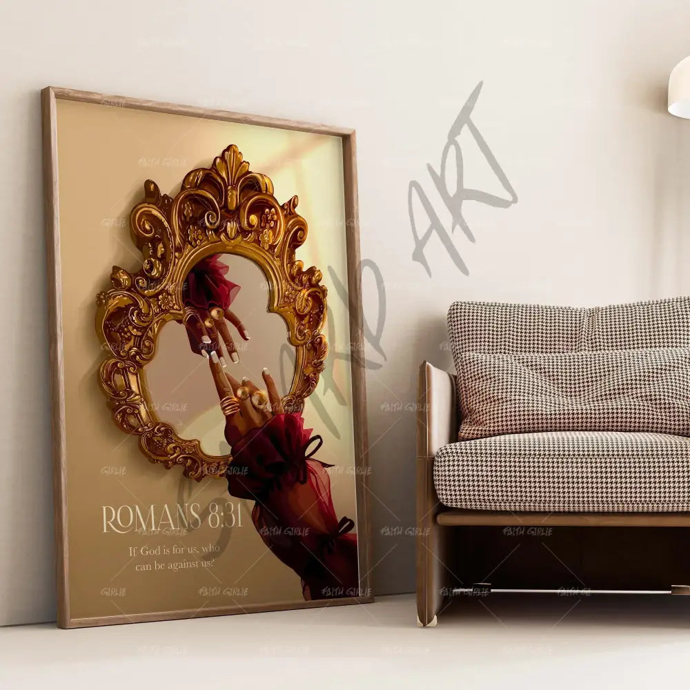 Romans 8:31- Bible verse wall art and Christian wall art by Faith Girlie featuring faith-inspired designs, uplifting Scripture, and modern Christian home decor. Perfect for Christian living room decor, bedroom decor, office decor, prayer room decor, and meaningful Christian gifts for women and families.-Faith Girlie