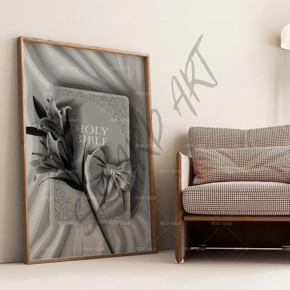 Sacred & Still B&W- Bible verse wall art and Christian wall art by Faith Girlie featuring faith-inspired designs, uplifting Scripture, and modern Christian home decor. Perfect for Christian living room decor, bedroom decor, office decor, prayer room decor, and meaningful Christian gifts for women and families.-Faith Girlie