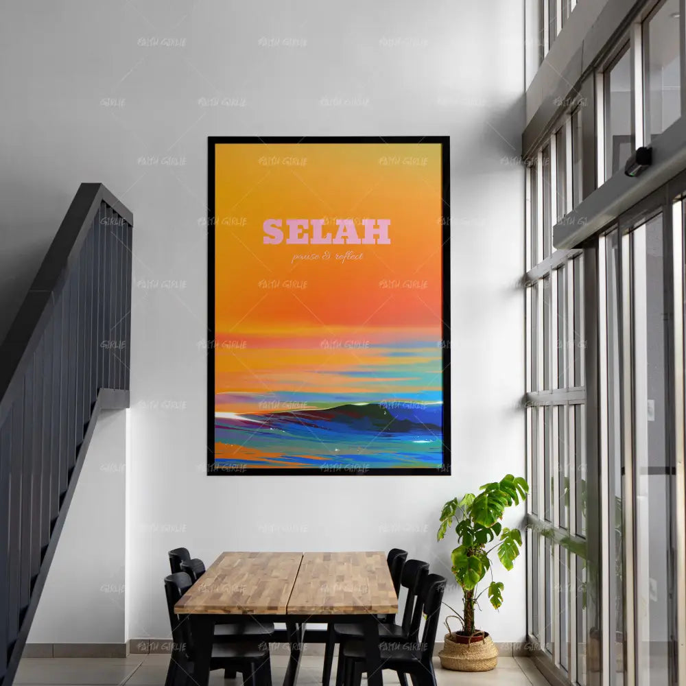 Selah- Bible verse wall art and Christian wall art by Faith Girlie featuring faith-inspired designs, uplifting Scripture, and modern Christian home decor. Perfect for Christian living room decor, bedroom decor, office decor, prayer room decor, and meaningful Christian gifts for women and families.-Faith Girlie