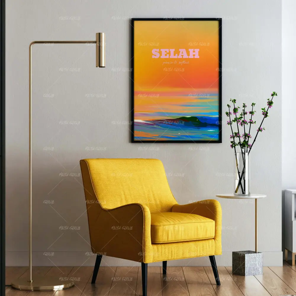 Selah- Bible verse wall art and Christian wall art by Faith Girlie featuring faith-inspired designs, uplifting Scripture, and modern Christian home decor. Perfect for Christian living room decor, bedroom decor, office decor, prayer room decor, and meaningful Christian gifts for women and families.-Faith Girlie
