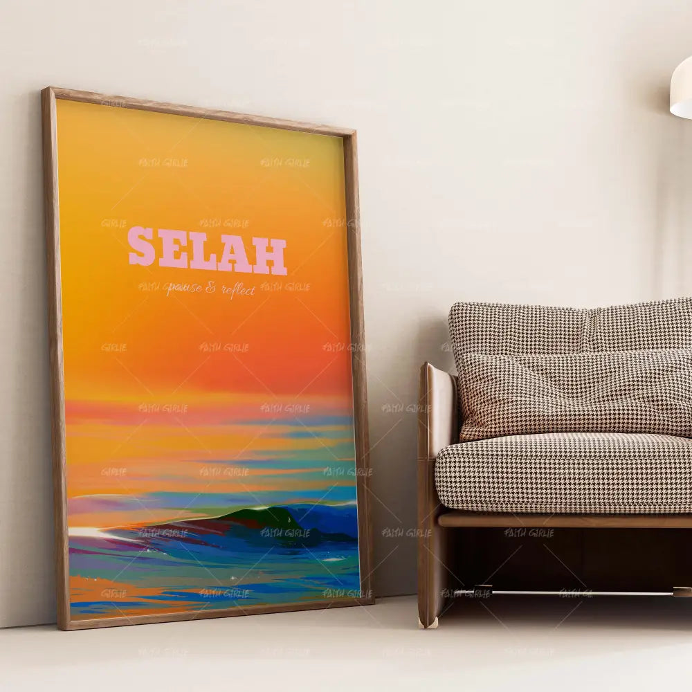 Selah- Bible verse wall art and Christian wall art by Faith Girlie featuring faith-inspired designs, uplifting Scripture, and modern Christian home decor. Perfect for Christian living room decor, bedroom decor, office decor, prayer room decor, and meaningful Christian gifts for women and families.-Faith Girlie