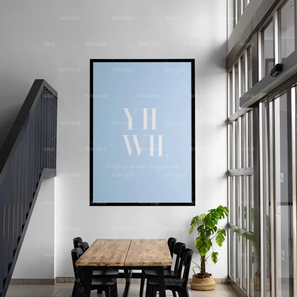 YHWH- Bible verse wall art and Christian wall art by Faith Girlie featuring faith-inspired designs, uplifting Scripture, and modern Christian home decor. Perfect for Christian living room decor, bedroom decor, office decor, prayer room decor, and meaningful Christian gifts for women and families.-Faith Girlie