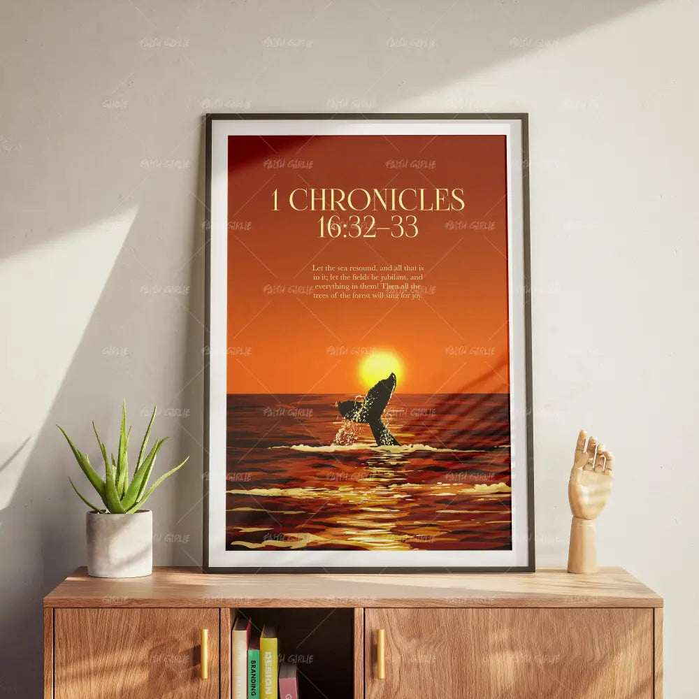1 Chronicles 16:32–33- Bible verse wall art and Christian wall art by Faith Girlie featuring faith-inspired designs, uplifting Scripture, and modern Christian home decor. Perfect for Christian living room decor, bedroom decor, office decor, prayer room decor, and meaningful Christian gifts for women and families.-Faith Girlie