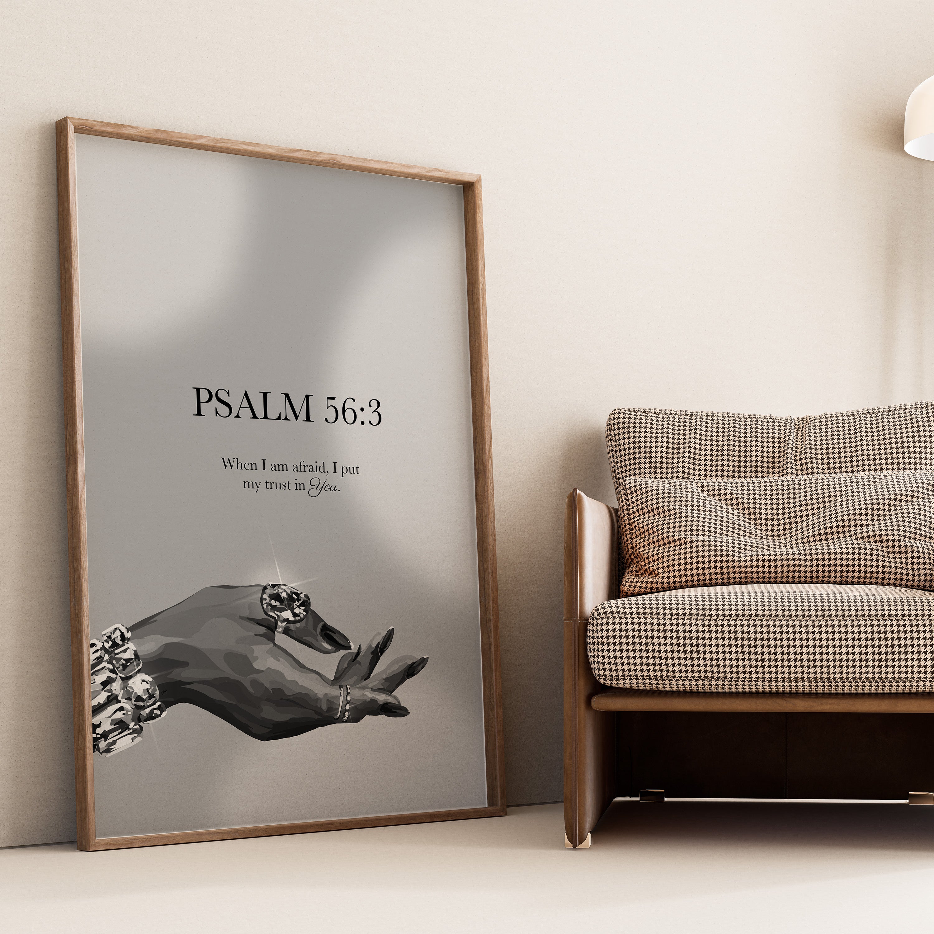 Psalm 56:3 B&W- Bible verse wall art and Christian wall art by Faith Girlie featuring faith-inspired designs, uplifting Scripture, and modern Christian home decor. Perfect for Christian living room decor, bedroom decor, office decor, prayer room decor, and meaningful Christian gifts for women and families.-Faith Girlie