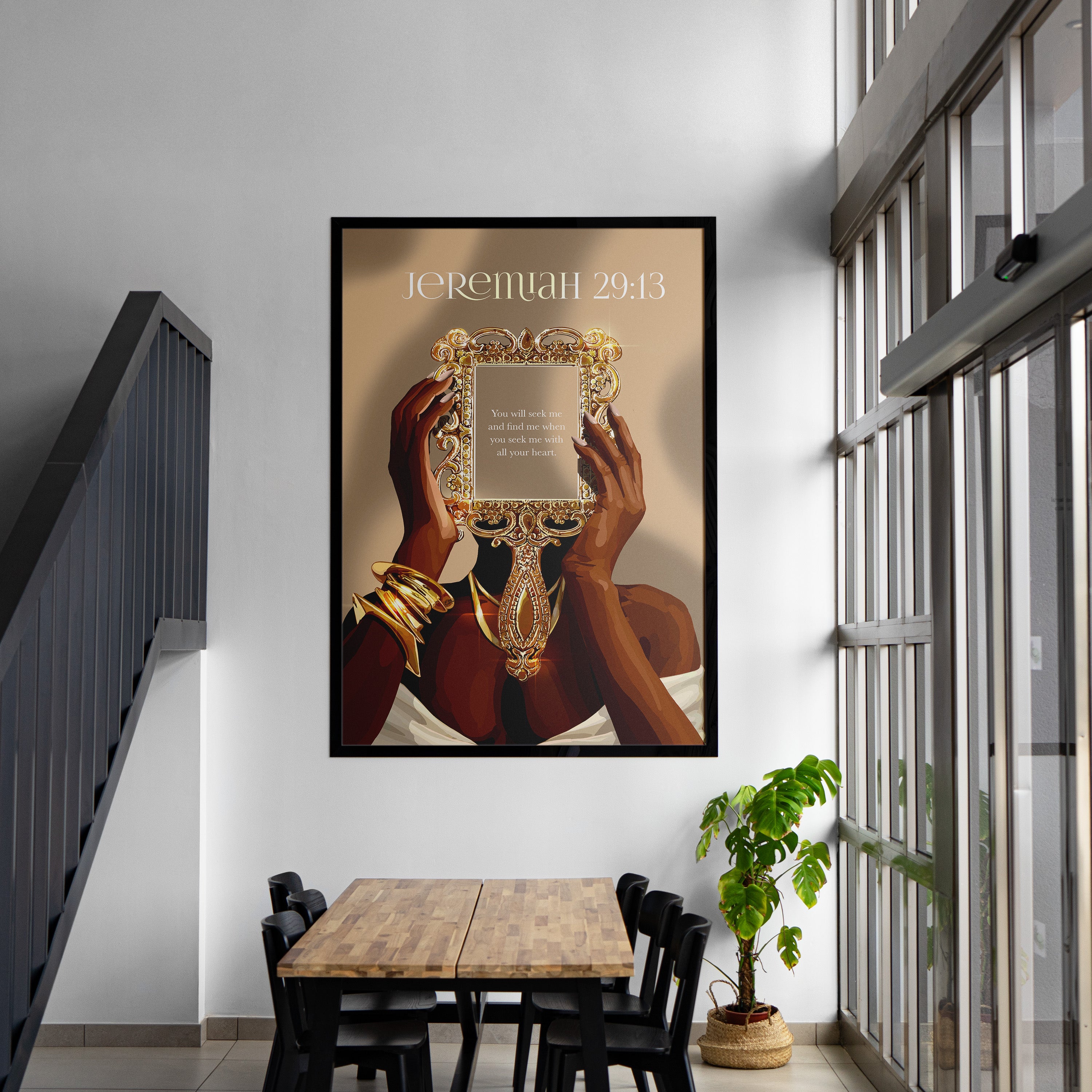 Jeremiah 29:13- Bible verse wall art and Christian wall art by Faith Girlie featuring faith-inspired designs, uplifting Scripture, and modern Christian home decor. Perfect for Christian living room decor, bedroom decor, office decor, prayer room decor, and meaningful Christian gifts for women and families.-Faith Girlie
