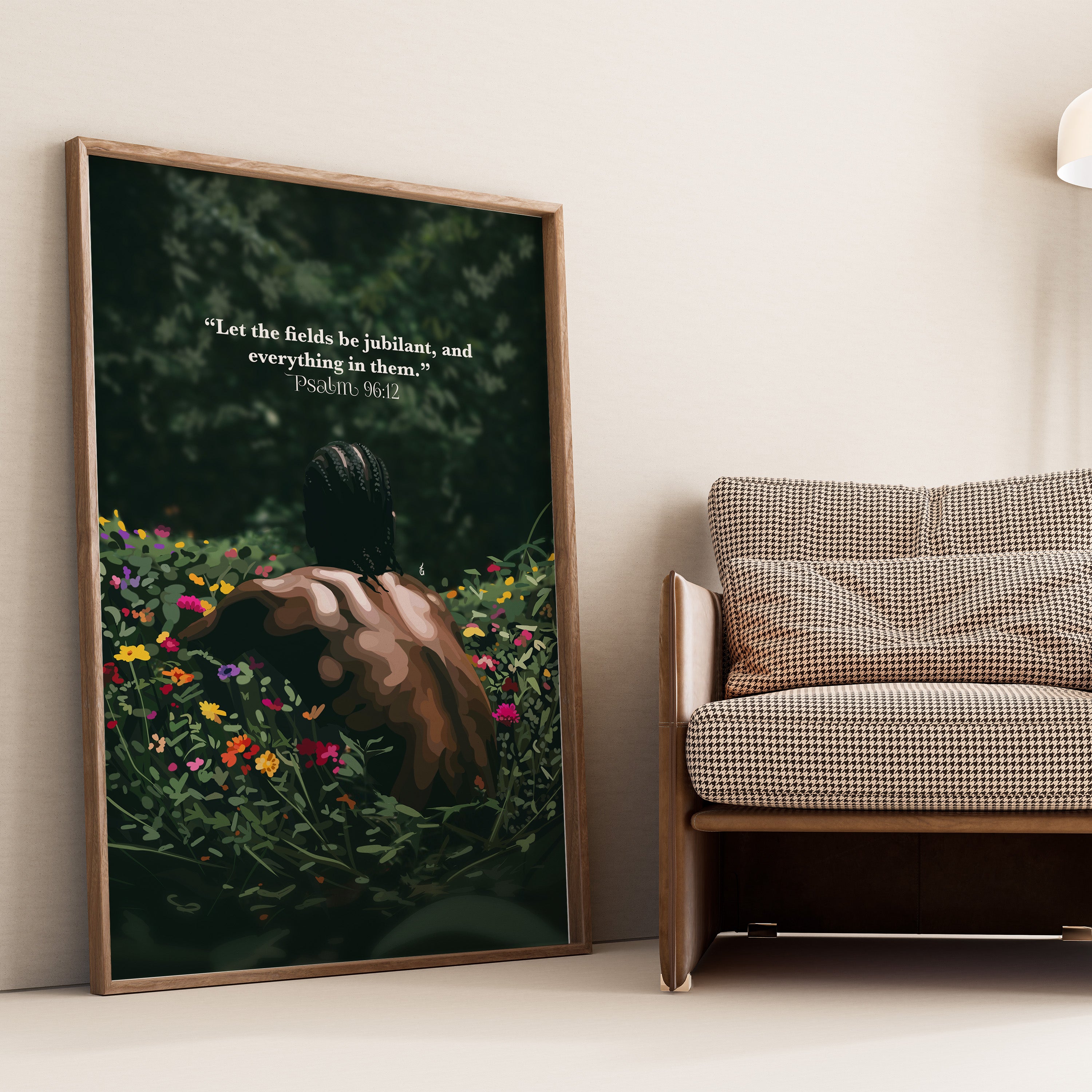 Psalm 96:12- Bible verse wall art and Christian wall art by Faith Girlie featuring faith-inspired designs, uplifting Scripture, and modern Christian home decor. Perfect for Christian living room decor, bedroom decor, office decor, prayer room decor, and meaningful Christian gifts for women and families.-Faith Girlie