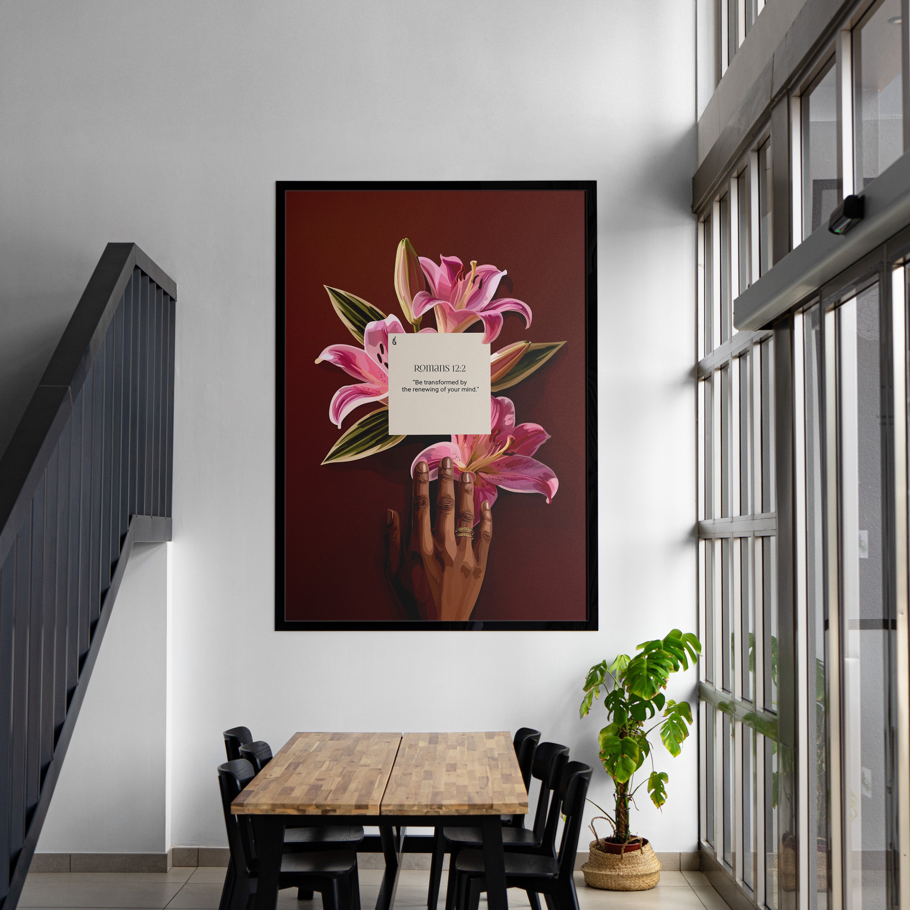 Romans 12:2- Bible verse wall art and Christian wall art by Faith Girlie featuring faith-inspired designs, uplifting Scripture, and modern Christian home decor. Perfect for Christian living room decor, bedroom decor, office decor, prayer room decor, and meaningful Christian gifts for women and families.-Faith Girlie
