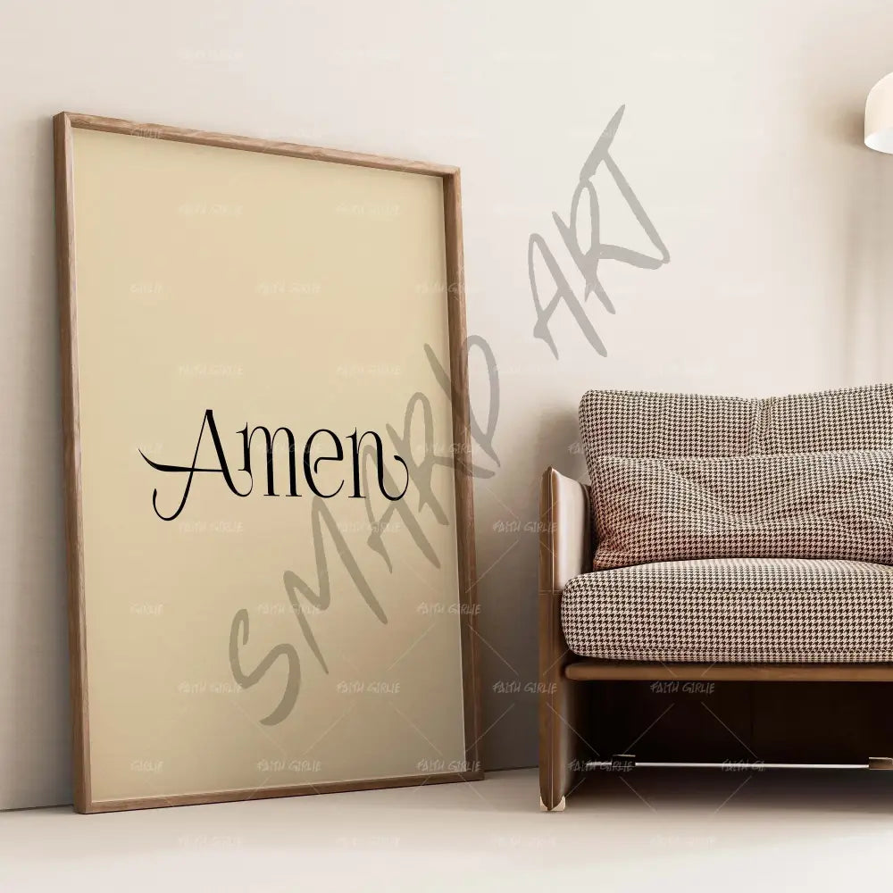 Amen Cream- Bible verse wall art and Christian wall art by Faith Girlie featuring faith-inspired designs, uplifting Scripture, and modern Christian home decor. Perfect for Christian living room decor, bedroom decor, office decor, prayer room decor, and meaningful Christian gifts for women and families.-Faith Girlie