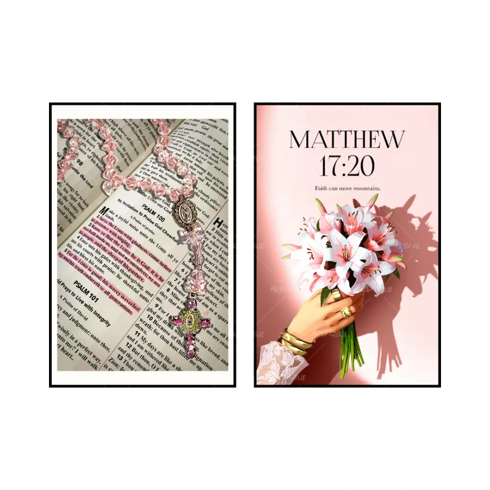 Art Print Bundle : Psalm 100 + Matthew 17:20- Bible verse wall art and Christian wall art by Faith Girlie featuring faith-inspired designs, uplifting Scripture, and modern Christian home decor. Perfect for Christian living room decor, bedroom decor, office decor, prayer room decor, and meaningful Christian gifts for women and families.-Faith Girlie