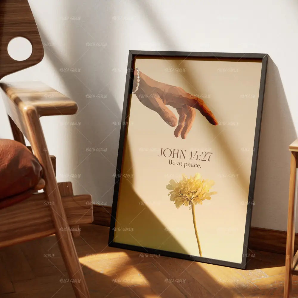 Be At Peace- Bible verse wall art and Christian wall art by Faith Girlie featuring faith-inspired designs, uplifting Scripture, and modern Christian home decor. Perfect for Christian living room decor, bedroom decor, office decor, prayer room decor, and meaningful Christian gifts for women and families.-Faith Girlie
