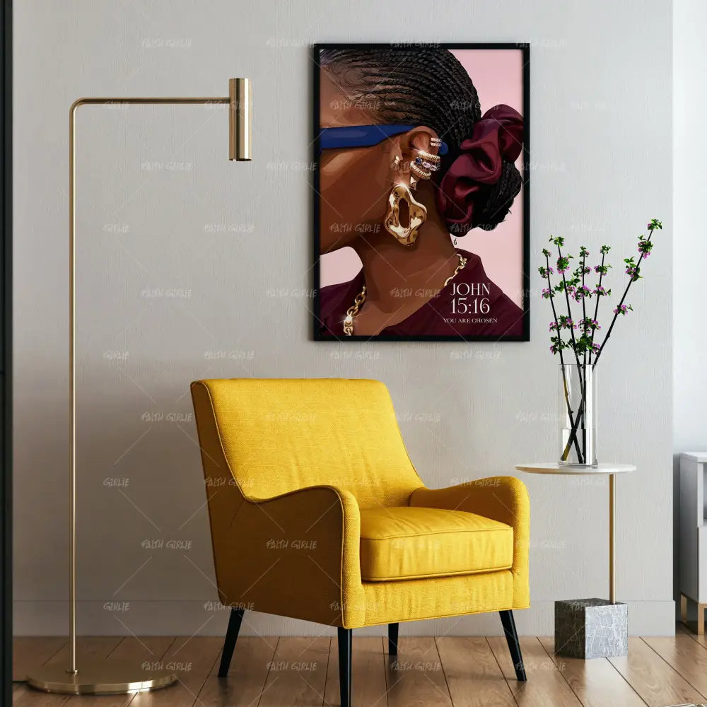 Chosen- Bible verse wall art and Christian wall art by Faith Girlie featuring faith-inspired designs, uplifting Scripture, and modern Christian home decor. Perfect for Christian living room decor, bedroom decor, office decor, prayer room decor, and meaningful Christian gifts for women and families.-Faith Girlie
