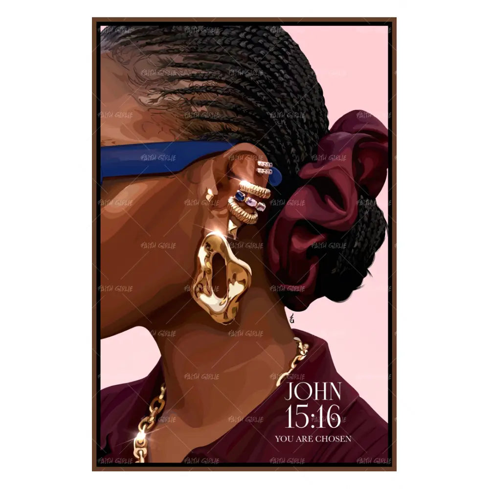 Chosen- Bible verse wall art and Christian wall art by Faith Girlie featuring faith-inspired designs, uplifting Scripture, and modern Christian home decor. Perfect for Christian living room decor, bedroom decor, office decor, prayer room decor, and meaningful Christian gifts for women and families.-Faith Girlie