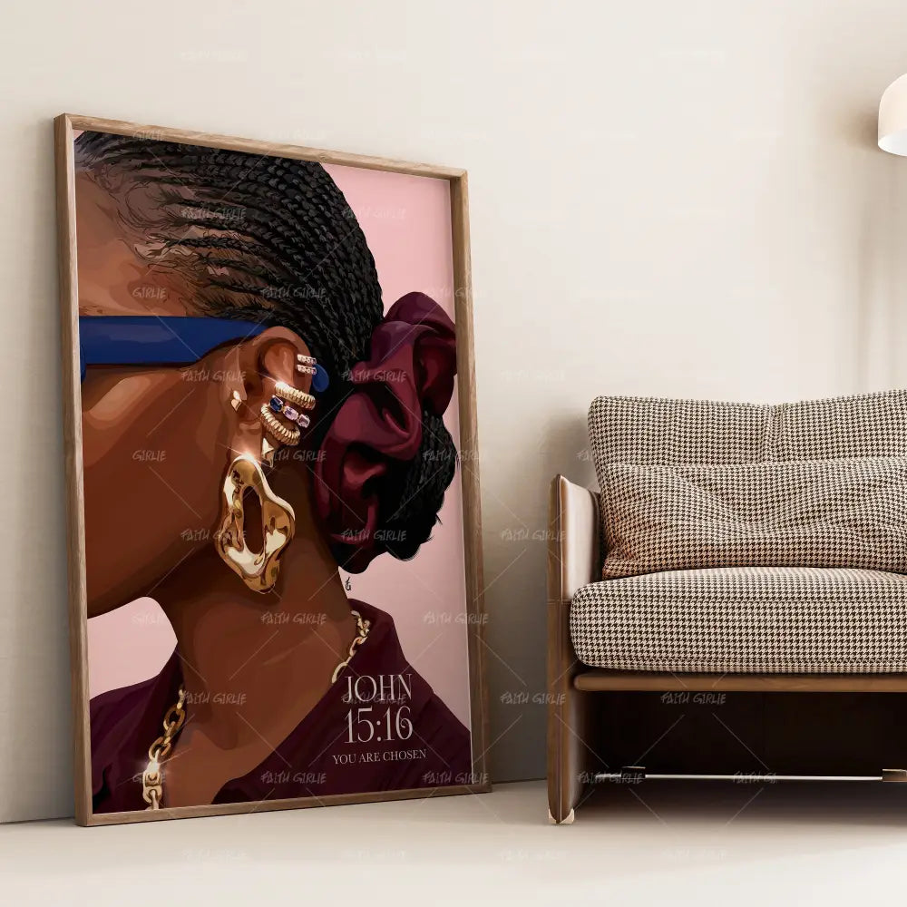 Chosen- Bible verse wall art and Christian wall art by Faith Girlie featuring faith-inspired designs, uplifting Scripture, and modern Christian home decor. Perfect for Christian living room decor, bedroom decor, office decor, prayer room decor, and meaningful Christian gifts for women and families.-Faith Girlie