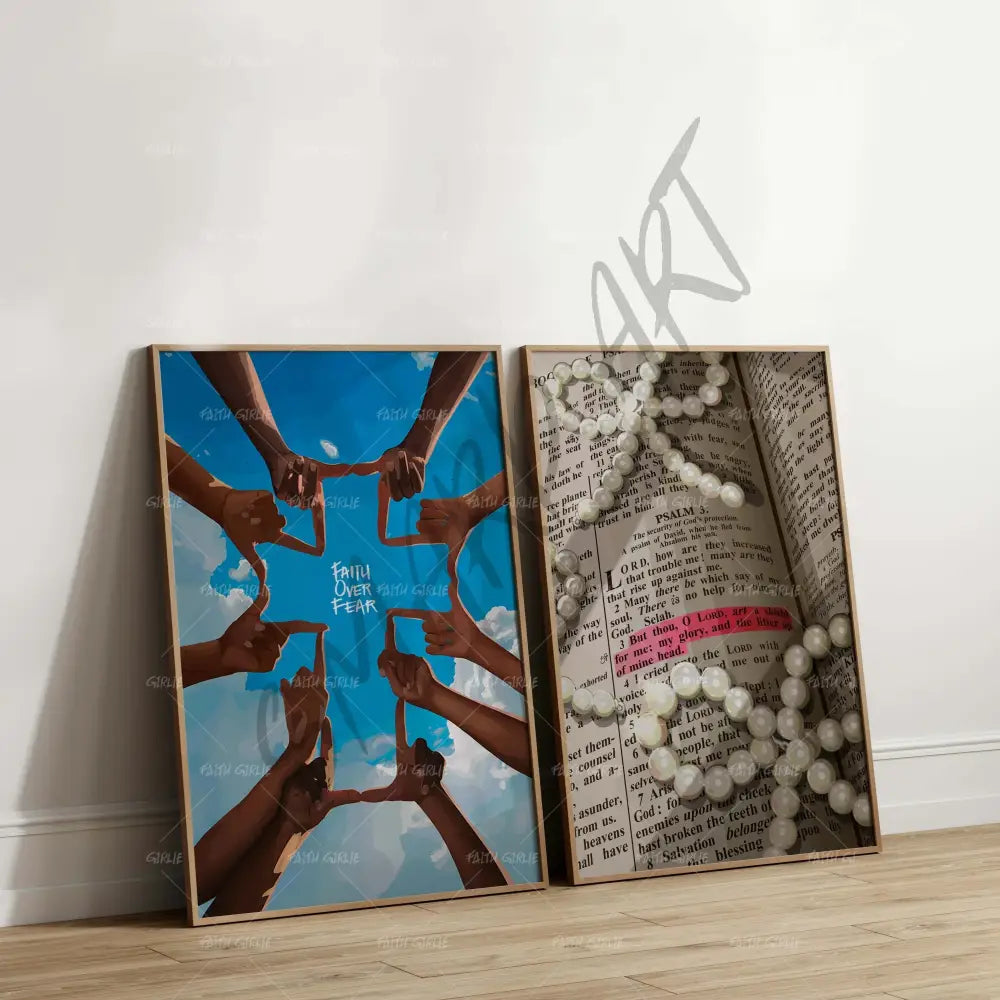 Faith Over Fear- Bible verse wall art and Christian wall art by Faith Girlie featuring faith-inspired designs, uplifting Scripture, and modern Christian home decor. Perfect for Christian living room decor, bedroom decor, office decor, prayer room decor, and meaningful Christian gifts for women and families.-Faith Girlie