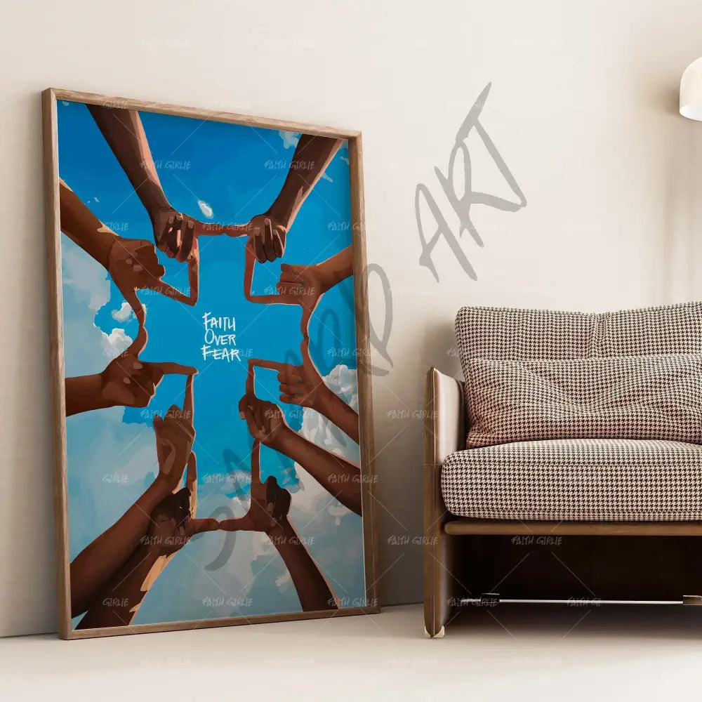 Faith Over Fear- Bible verse wall art and Christian wall art by Faith Girlie featuring faith-inspired designs, uplifting Scripture, and modern Christian home decor. Perfect for Christian living room decor, bedroom decor, office decor, prayer room decor, and meaningful Christian gifts for women and families.-Faith Girlie