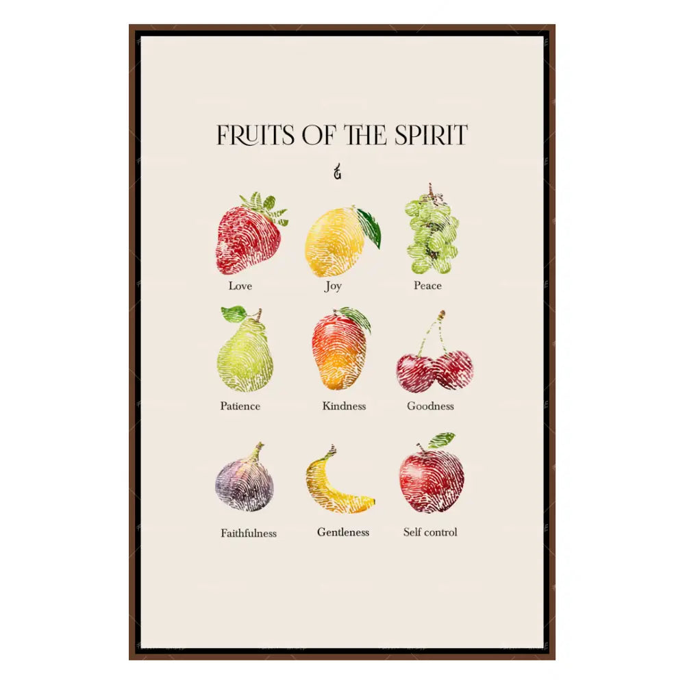 Fruits Of The Spirit-wall art print featuring decorative artistic design suitable for living rooms, offices, and schools by Faith Girlie. Elevate your space with faith-inspired wall art designed to bring peace, purpose, and beauty into your home. At Faith Girlie, each piece is thoughtfully created to inspire reflection, strengthen faith, and celebrate a life grounded in God’s word.
