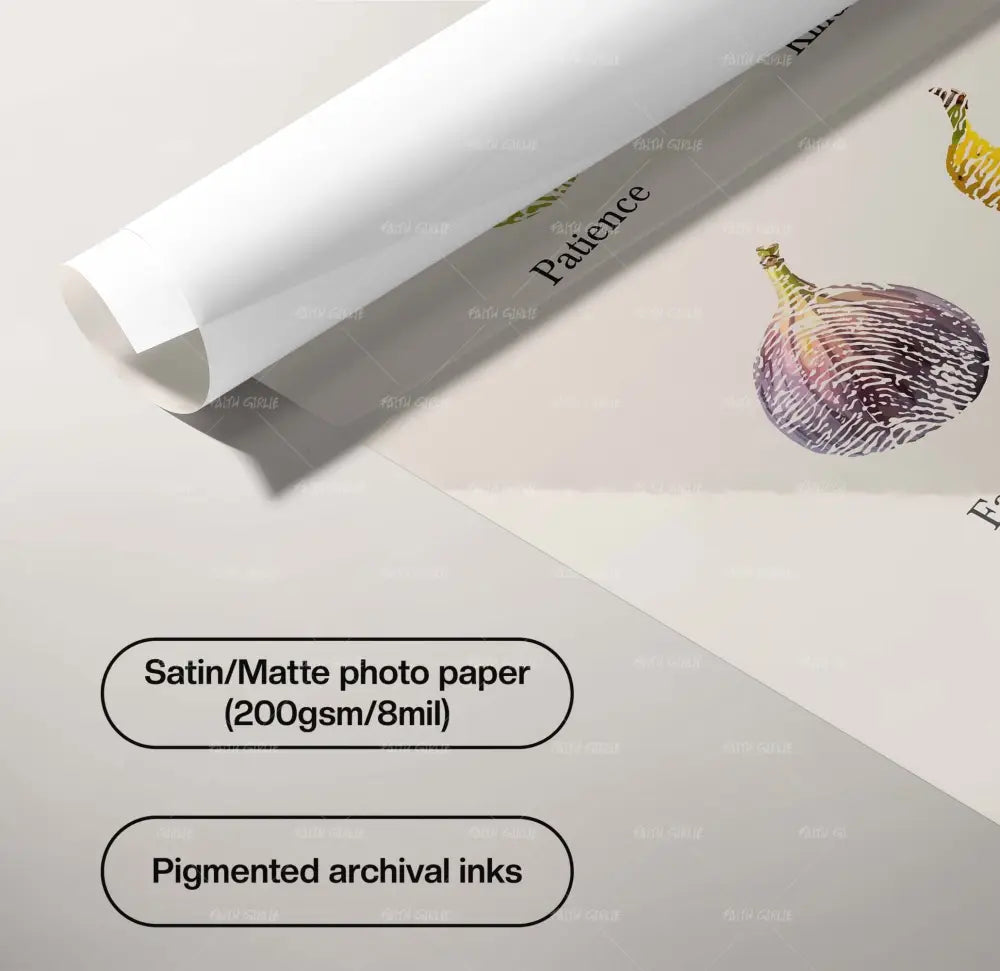 Fruits Of The Spirit-wall art print featuring decorative artistic design suitable for living rooms, offices, and schools by Faith Girlie. Elevate your space with faith-inspired wall art designed to bring peace, purpose, and beauty into your home. At Faith Girlie, each piece is thoughtfully created to inspire reflection, strengthen faith, and celebrate a life grounded in God’s word.