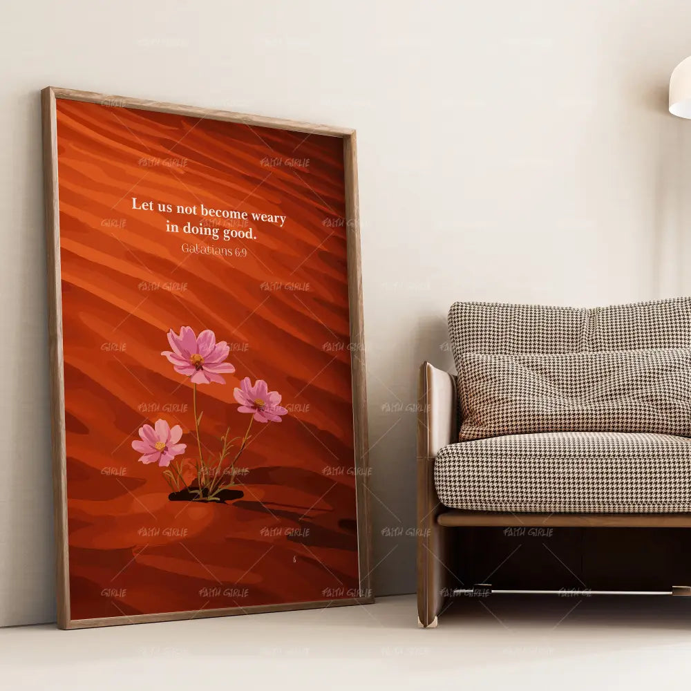 Galatians 6:9- Bible verse wall art and Christian wall art by Faith Girlie featuring faith-inspired designs, uplifting Scripture, and modern Christian home decor. Perfect for Christian living room decor, bedroom decor, office decor, prayer room decor, and meaningful Christian gifts for women and families.-Faith Girlie