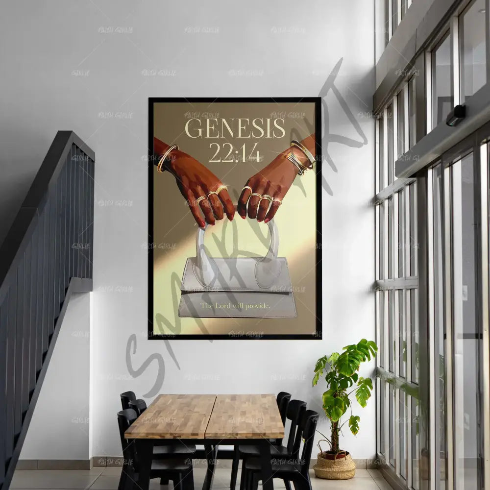 Genesis 22:14- Bible verse wall art and Christian wall art by Faith Girlie featuring faith-inspired designs, uplifting Scripture, and modern Christian home decor. Perfect for Christian living room decor, bedroom decor, office decor, prayer room decor, and meaningful Christian gifts for women and families.-Faith Girlie