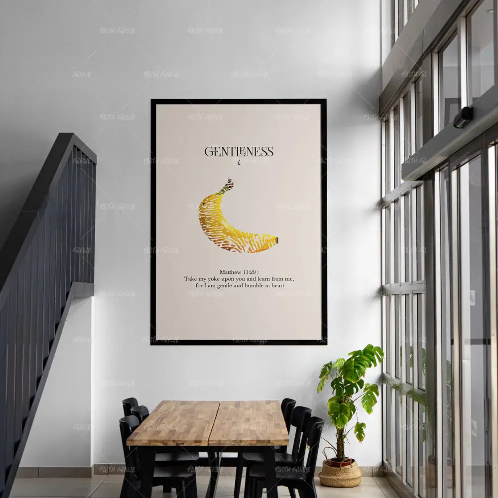 Gentleness- Bible verse wall art and Christian wall art by Faith Girlie featuring faith-inspired designs, uplifting Scripture, and modern Christian home decor. Perfect for Christian living room decor, bedroom decor, office decor, prayer room decor, and meaningful Christian gifts for women and families.-Faith Girlie