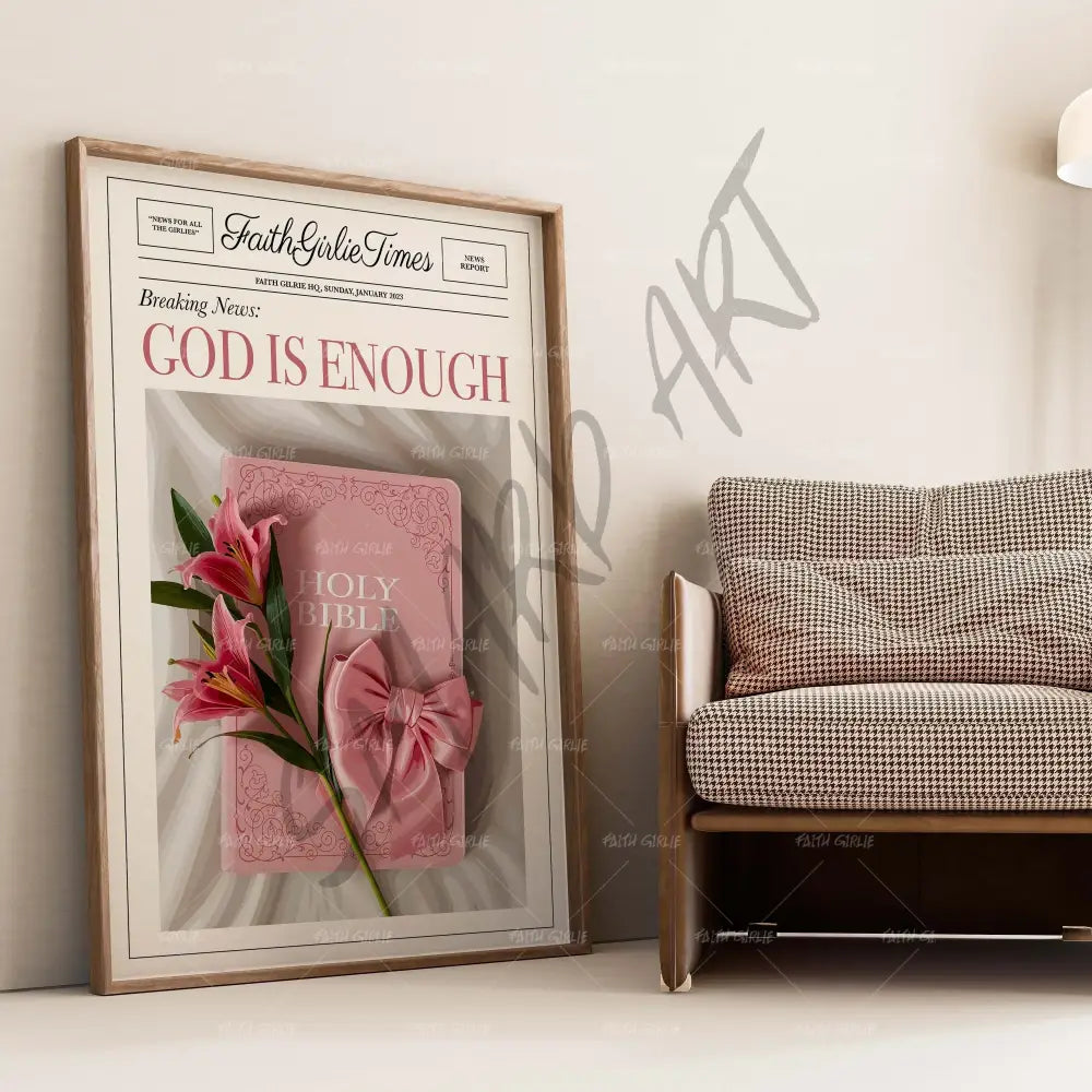 God Is Enough- Bible verse wall art and Christian wall art by Faith Girlie featuring faith-inspired designs, uplifting Scripture, and modern Christian home decor. Perfect for Christian living room decor, bedroom decor, office decor, prayer room decor, and meaningful Christian gifts for women and families.-Faith Girlie