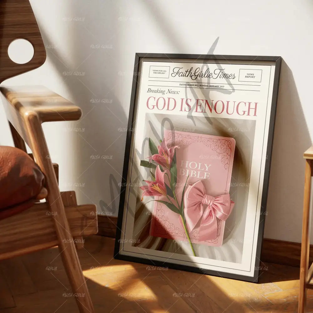 God Is Enough- Bible verse wall art and Christian wall art by Faith Girlie featuring faith-inspired designs, uplifting Scripture, and modern Christian home decor. Perfect for Christian living room decor, bedroom decor, office decor, prayer room decor, and meaningful Christian gifts for women and families.-Faith Girlie