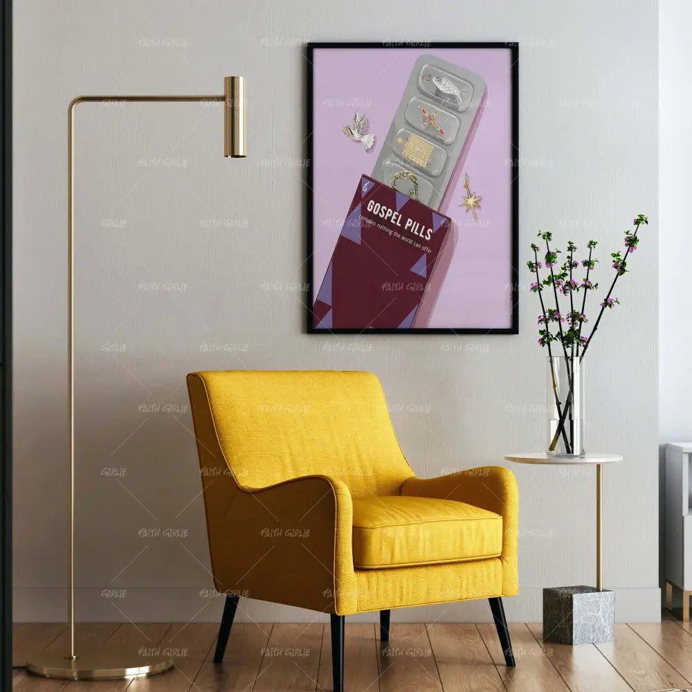 Gosple Pills- Bible verse wall art and Christian wall art by Faith Girlie featuring faith-inspired designs, uplifting Scripture, and modern Christian home decor. Perfect for Christian living room decor, bedroom decor, office decor, prayer room decor, and meaningful Christian gifts for women and families.-Faith Girlie