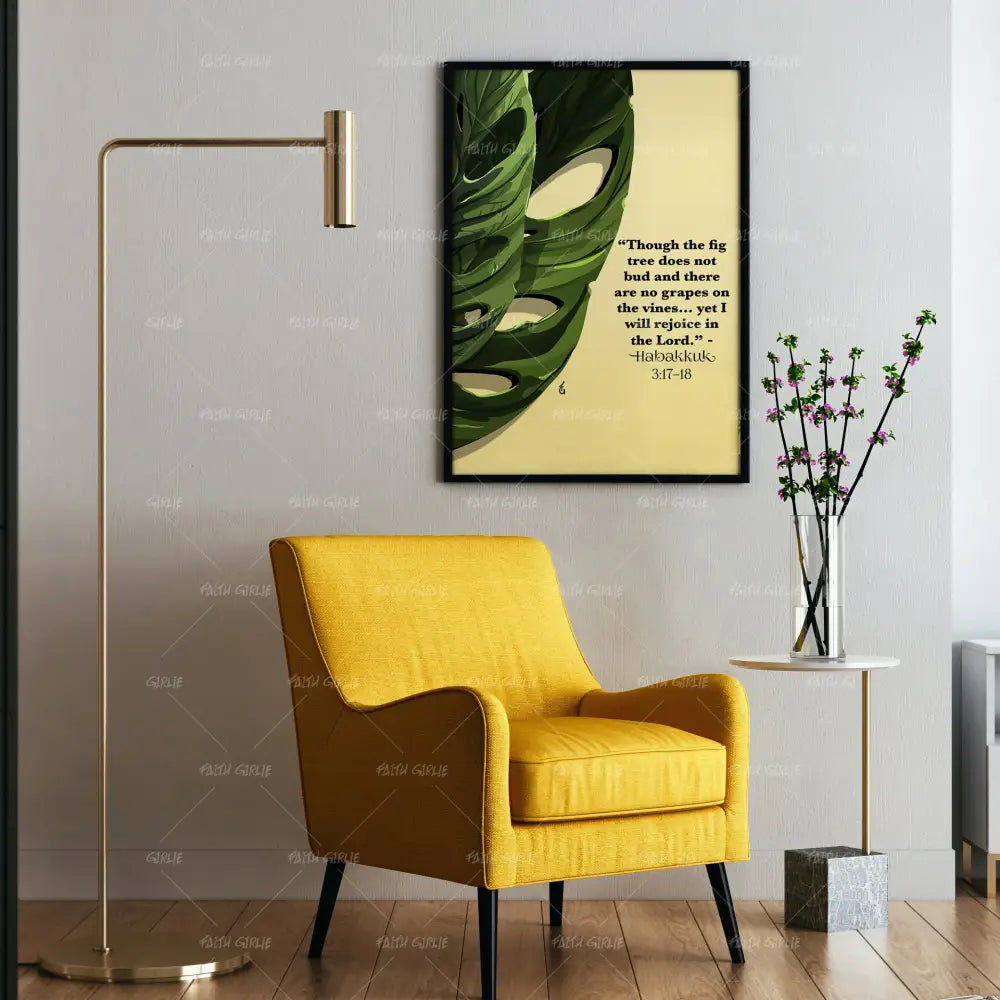 Habakkuk 3:17–18- Bible verse wall art and Christian wall art by Faith Girlie featuring faith-inspired designs, uplifting Scripture, and modern Christian home decor. Perfect for Christian living room decor, bedroom decor, office decor, prayer room decor, and meaningful Christian gifts for women and families.-Faith Girlie
