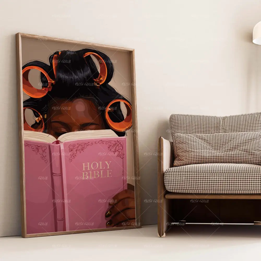Hair & Bible- Bible verse wall art and Christian wall art by Faith Girlie featuring faith-inspired designs, uplifting Scripture, and modern Christian home decor. Perfect for Christian living room decor, bedroom decor, office decor, prayer room decor, and meaningful Christian gifts for women and families.-Faith Girlie