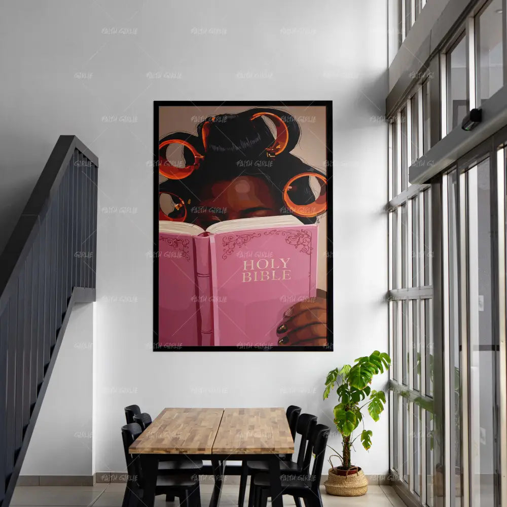 Hair & Bible- Bible verse wall art and Christian wall art by Faith Girlie featuring faith-inspired designs, uplifting Scripture, and modern Christian home decor. Perfect for Christian living room decor, bedroom decor, office decor, prayer room decor, and meaningful Christian gifts for women and families.-Faith Girlie