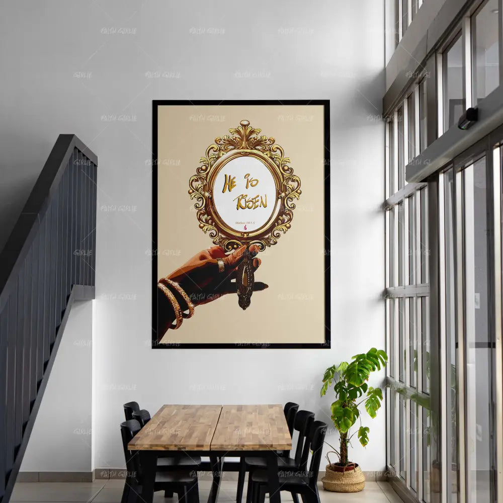 He Is Risen- Bible verse wall art and Christian wall art by Faith Girlie featuring faith-inspired designs, uplifting Scripture, and modern Christian home decor. Perfect for Christian living room decor, bedroom decor, office decor, prayer room decor, and meaningful Christian gifts for women and families.-Faith Girlie