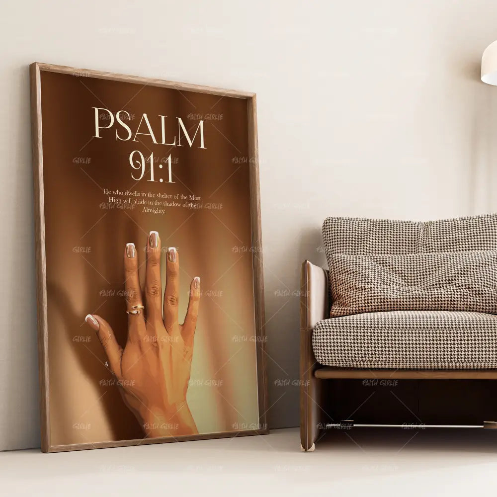 Hidden In Him - Psalm 91:1- Bible verse wall art and Christian wall art by Faith Girlie featuring faith-inspired designs, uplifting Scripture, and modern Christian home decor. Perfect for Christian living room decor, bedroom decor, office decor, prayer room decor, and meaningful Christian gifts for women and families.-Faith Girlie