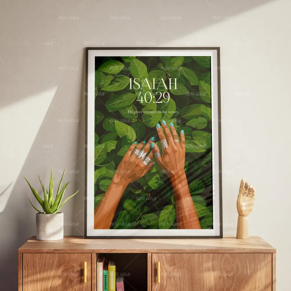 Isaiah 40:29- Bible verse wall art and Christian wall art by Faith Girlie featuring faith-inspired designs, uplifting Scripture, and modern Christian home decor. Perfect for Christian living room decor, bedroom decor, office decor, prayer room decor, and meaningful Christian gifts for women and families.-Faith Girlie
