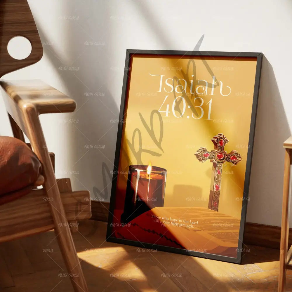 Isaiah 40:31- Bible verse wall art and Christian wall art by Faith Girlie featuring faith-inspired designs, uplifting Scripture, and modern Christian home decor. Perfect for Christian living room decor, bedroom decor, office decor, prayer room decor, and meaningful Christian gifts for women and families.-Faith Girlie