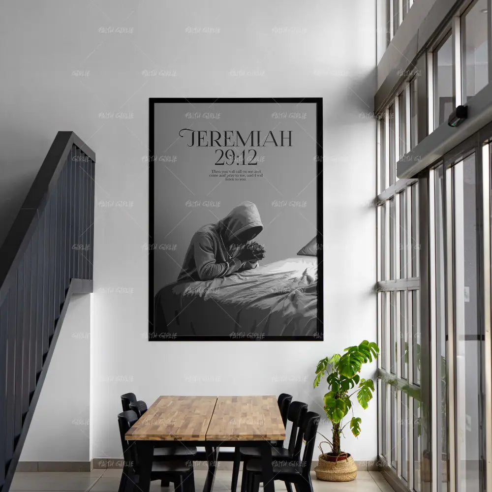 Jeremiah 29:12- Bible verse wall art and Christian wall art by Faith Girlie featuring faith-inspired designs, uplifting Scripture, and modern Christian home decor. Perfect for Christian living room decor, bedroom decor, office decor, prayer room decor, and meaningful Christian gifts for women and families.-Faith Girlie