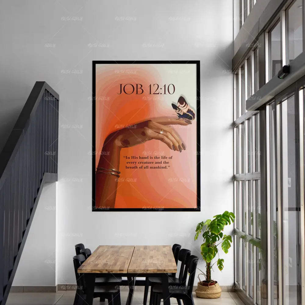 Job 12:10- Bible verse wall art and Christian wall art by Faith Girlie featuring faith-inspired designs, uplifting Scripture, and modern Christian home decor. Perfect for Christian living room decor, bedroom decor, office decor, prayer room decor, and meaningful Christian gifts for women and families.-Faith Girlie