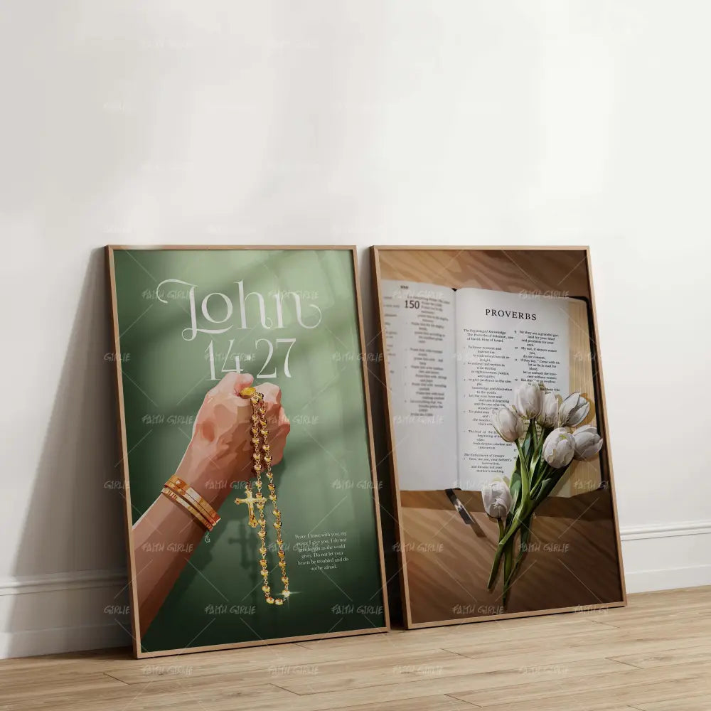 John 14:27- Bible verse wall art and Christian wall art by Faith Girlie featuring faith-inspired designs, uplifting Scripture, and modern Christian home decor. Perfect for Christian living room decor, bedroom decor, office decor, prayer room decor, and meaningful Christian gifts for women and families.-Faith Girlie