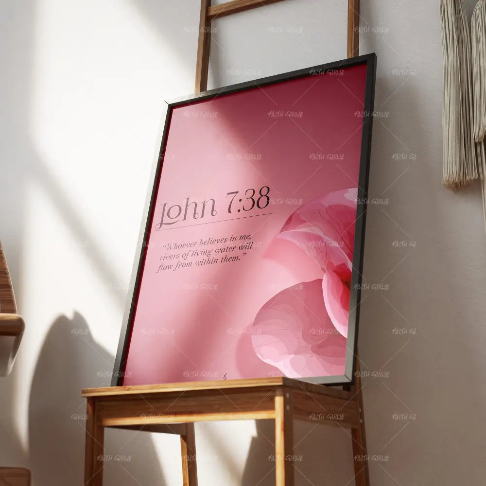 John 7:38- Bible verse wall art and Christian wall art by Faith Girlie featuring faith-inspired designs, uplifting Scripture, and modern Christian home decor. Perfect for Christian living room decor, bedroom decor, office decor, prayer room decor, and meaningful Christian gifts for women and families.-Faith Girlie