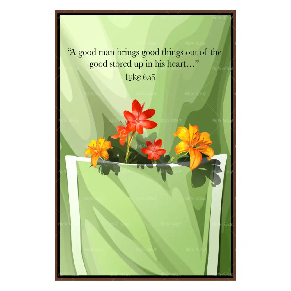 Luke 6:45- Bible verse wall art and Christian wall art by Faith Girlie featuring faith-inspired designs, uplifting Scripture, and modern Christian home decor. Perfect for Christian living room decor, bedroom decor, office decor, prayer room decor, and meaningful Christian gifts for women and families.-Faith Girlie