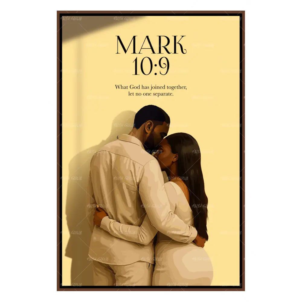 Mark 10:9- Bible verse wall art and Christian wall art by Faith Girlie featuring faith-inspired designs, uplifting Scripture, and modern Christian home decor. Perfect for Christian living room decor, bedroom decor, office decor, prayer room decor, and meaningful Christian gifts for women and families.-Faith Girlie