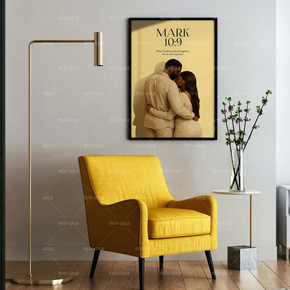 Mark 10:9- Bible verse wall art and Christian wall art by Faith Girlie featuring faith-inspired designs, uplifting Scripture, and modern Christian home decor. Perfect for Christian living room decor, bedroom decor, office decor, prayer room decor, and meaningful Christian gifts for women and families.-Faith Girlie