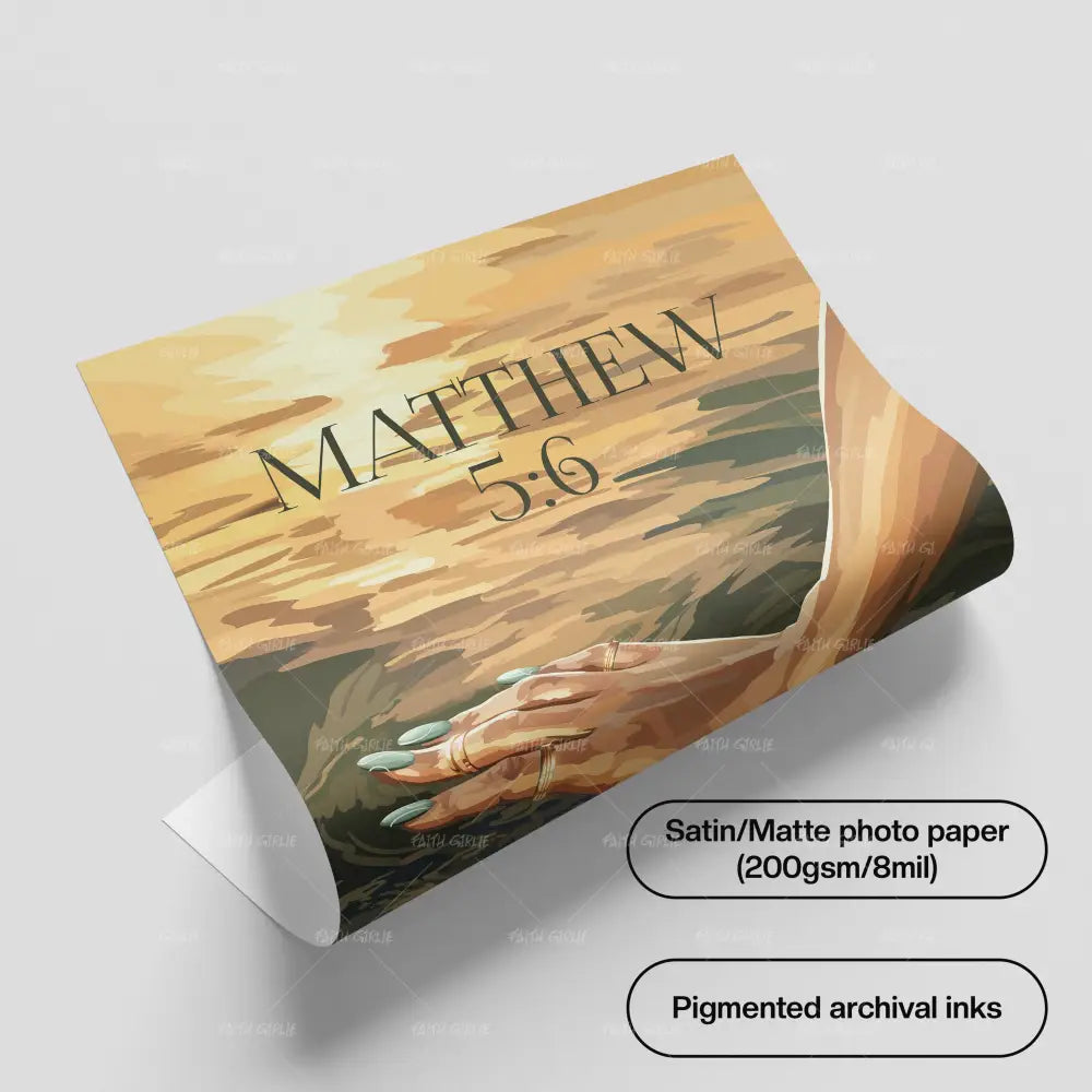 Matthew 5:6- Bible verse wall art and Christian wall art by Faith Girlie featuring faith-inspired designs, uplifting Scripture, and modern Christian home decor. Perfect for Christian living room decor, bedroom decor, office decor, prayer room decor, and meaningful Christian gifts for women and families.-Faith Girlie