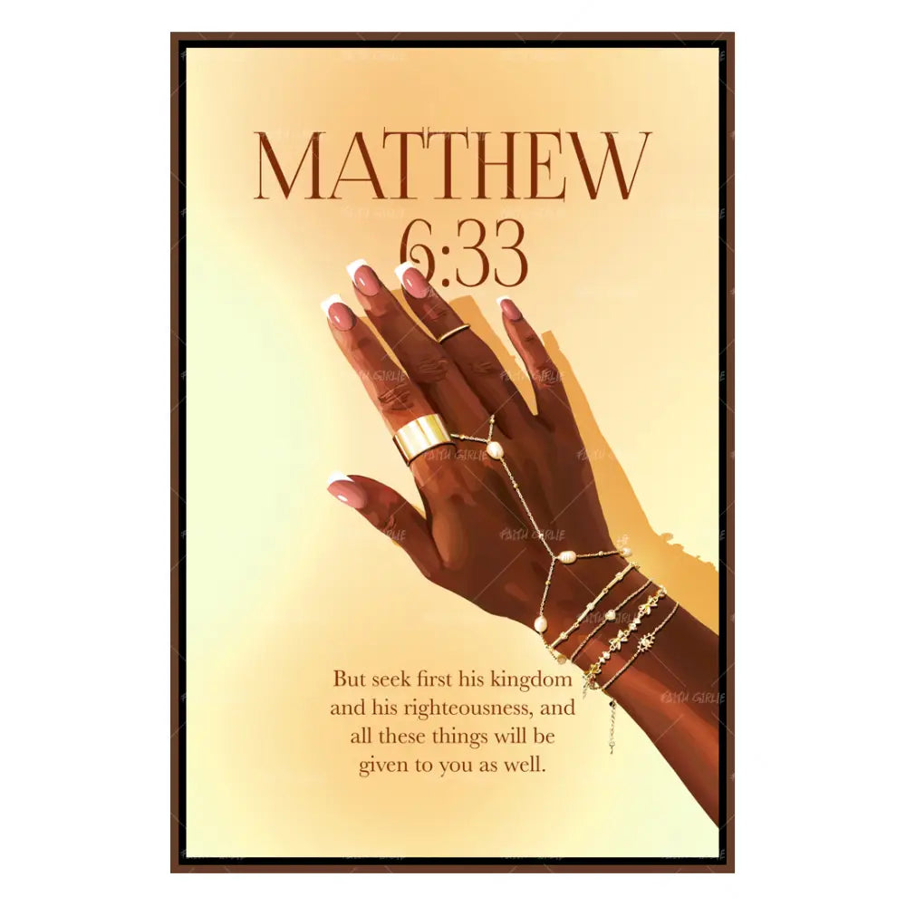 Matthew 6:33 Gold- Bible verse wall art and Christian wall art by Faith Girlie featuring faith-inspired designs, uplifting Scripture, and modern Christian home decor. Perfect for Christian living room decor, bedroom decor, office decor, prayer room decor, and meaningful Christian gifts for women and families.-Faith Girlie