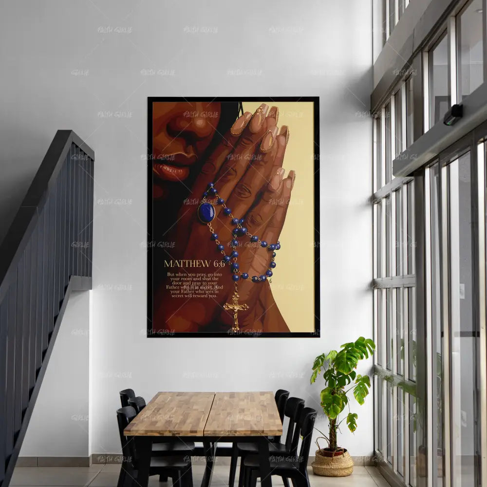 Matthew 6:6- Bible verse wall art and Christian wall art by Faith Girlie featuring faith-inspired designs, uplifting Scripture, and modern Christian home decor. Perfect for Christian living room decor, bedroom decor, office decor, prayer room decor, and meaningful Christian gifts for women and families.-Faith Girlie