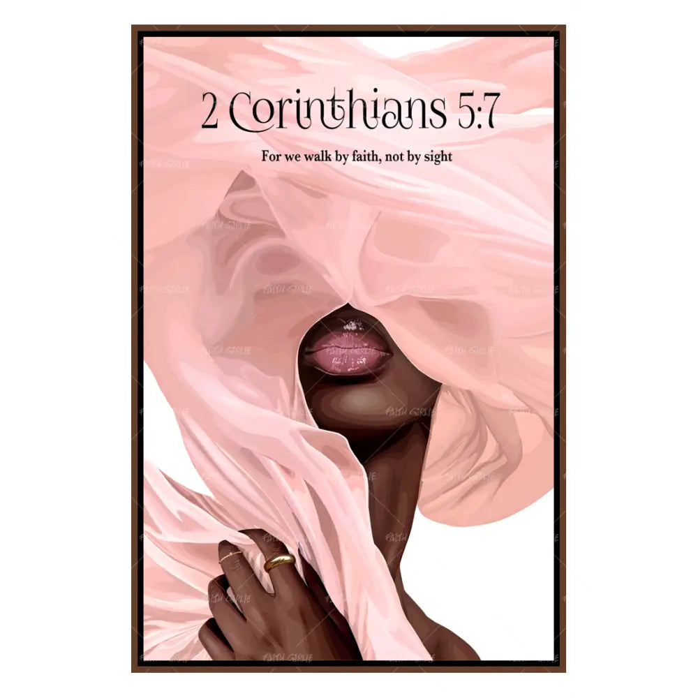 Not By Sight- Bible verse wall art and Christian wall art by Faith Girlie featuring faith-inspired designs, uplifting Scripture, and modern Christian home decor. Perfect for Christian living room decor, bedroom decor, office decor, prayer room decor, and meaningful Christian gifts for women and families.-Faith Girlie