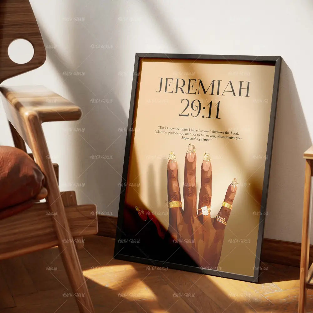 Plans To Prosper - Jeremiah 29:11- Bible verse wall art and Christian wall art by Faith Girlie featuring faith-inspired designs, uplifting Scripture, and modern Christian home decor. Perfect for Christian living room decor, bedroom decor, office decor, prayer room decor, and meaningful Christian gifts for women and families.-Faith Girlie