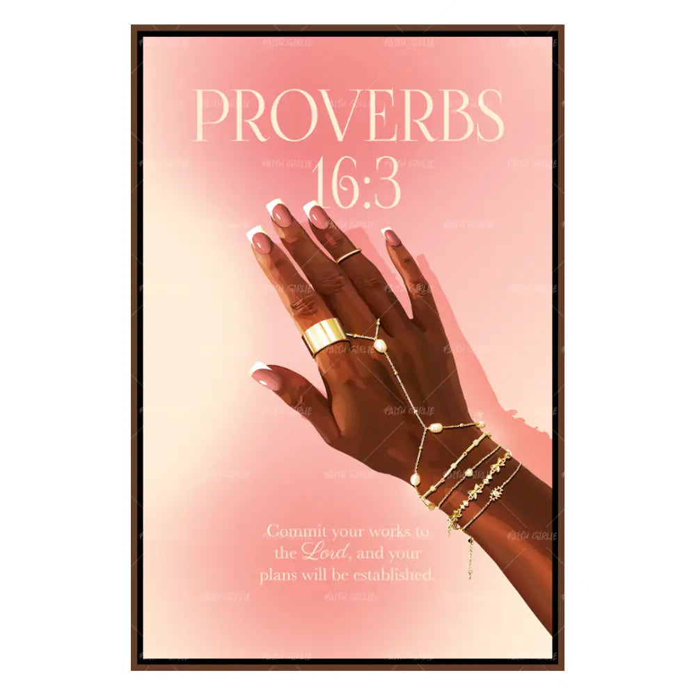 Proverbs 16:3 Pink- Bible verse wall art and Christian wall art by Faith Girlie featuring faith-inspired designs, uplifting Scripture, and modern Christian home decor. Perfect for Christian living room decor, bedroom decor, office decor, prayer room decor, and meaningful Christian gifts for women and families.-Faith Girlie